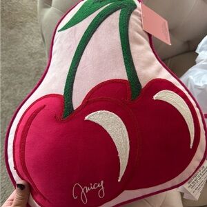 Juicy Couture Red and Green Cherry Accent Pillow